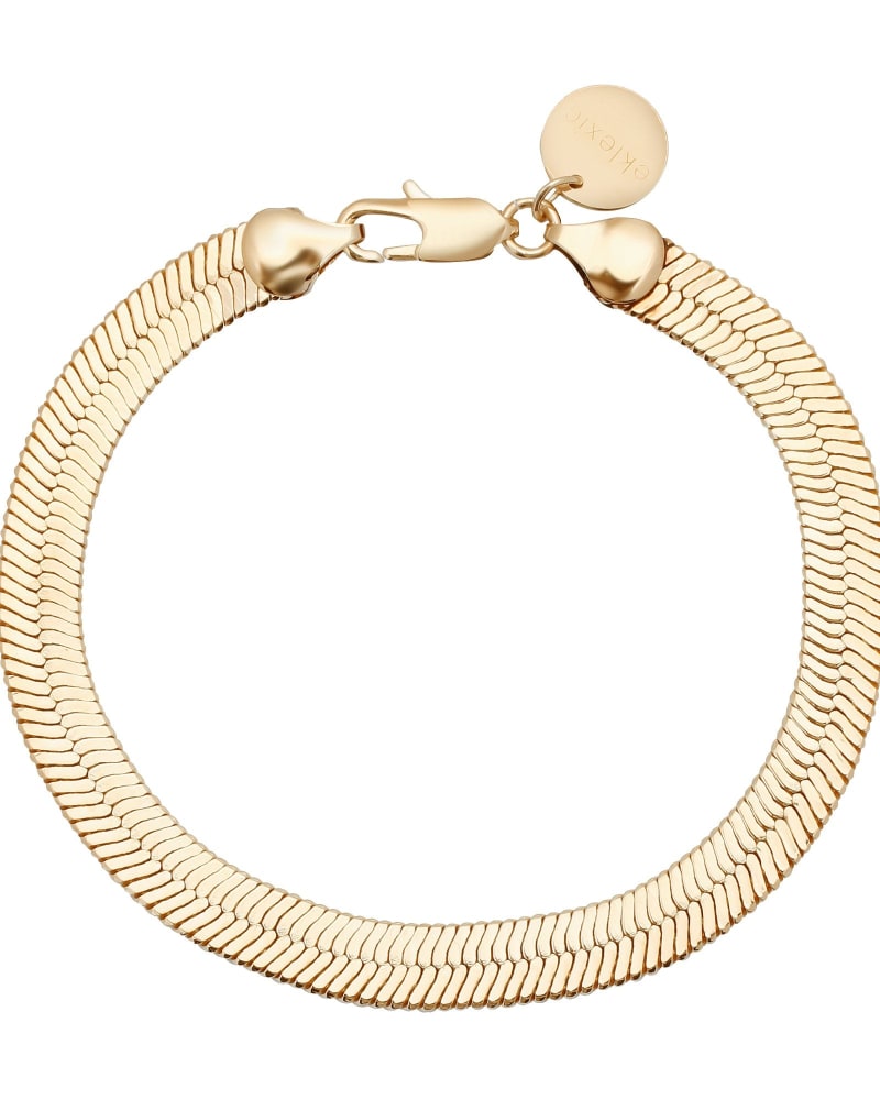 Front of a size 9" 7mm Viper Chain Anklet 9" Gold in Gold by Eklexic. | dia_product_style_image_id:275028